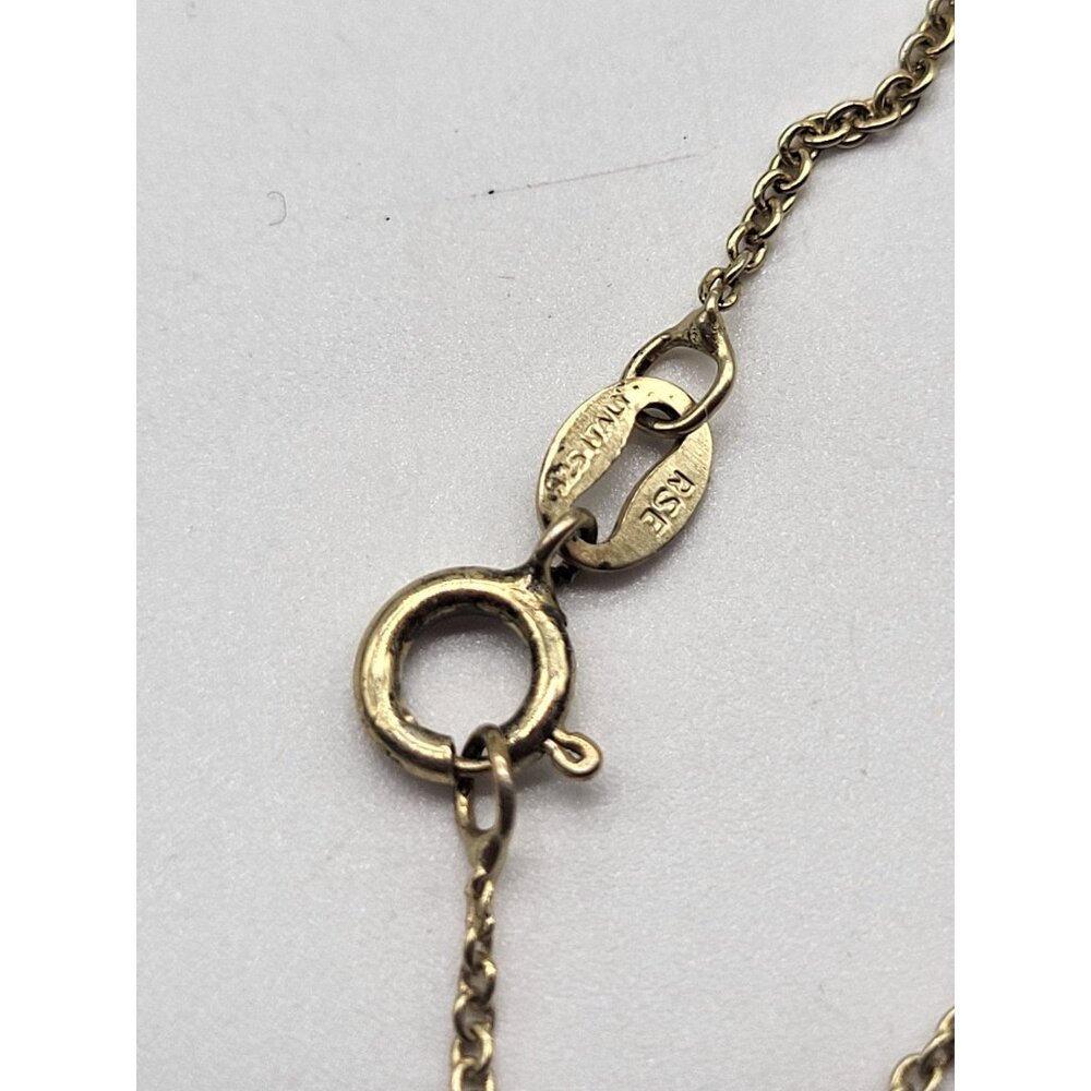 VTG  Ross Simons RSE 925 Gold Plated Diamond Emerald Heart Pendant Necklace - Picture 8 of 11